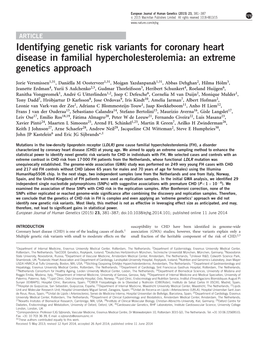 Identifying Genetic Risk Variants for Coronary Heart Disease in Familial Hypercholesterolemia: an Extreme Genetics Approach