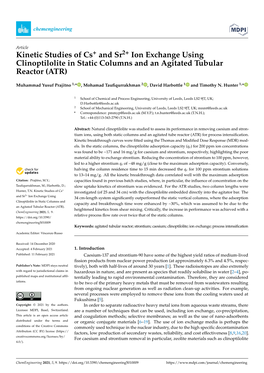 Kinetic Studies of Cs+ and Sr2+ Ion Exchange Using Clinoptilolite in Static Columns and an Agitated Tubular Reactor (ATR)