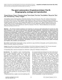 The Giant Salamanders (Cryptobranchidae): Part B