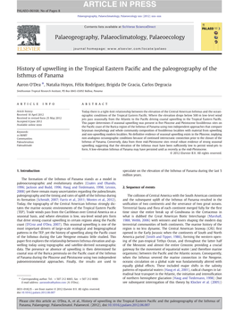 History of Upwelling in the Tropical Eastern Pacific and The