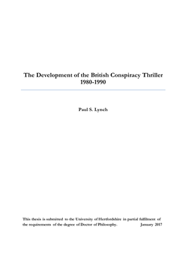The Development of the British Conspiracy Thriller 1980-1990