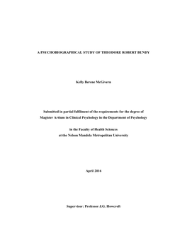 A Psychobiographical Study of Theodore Robert Bundy