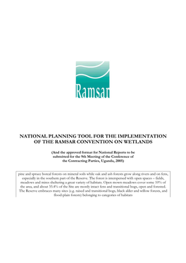 National Planning Tool for the Implementation of the Ramsar Convention on Wetlands