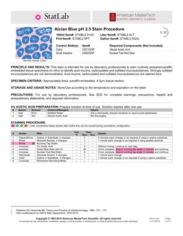 Alcian Blue Ph 2.5 Stain Procedure