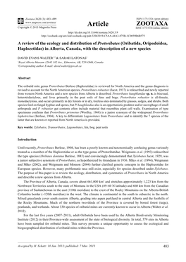 A Review of the Ecology and Distribution of Protoribates (Oribatida, Oripodoidea, Haplozetidae) in Alberta, Canada, with the Description of a New Species