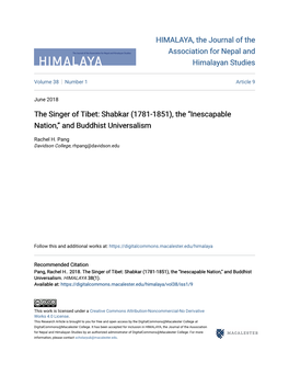 Shabkar (1781-1851), the “Inescapable Nation,” and Buddhist Universalism