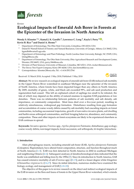 Ecological Impacts of Emerald Ash Borer in Forests at the Epicenter of the Invasion in North America