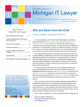 Michigan IT Lawyer a Publication of the State Bar of Michigan Information Technology Law Section