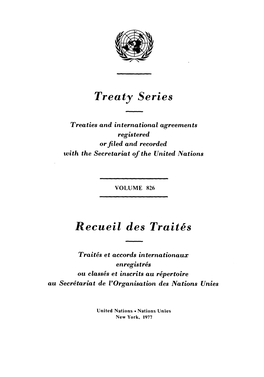 Treaty Series Recueil Des Traites