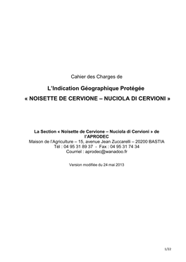 Noisette De Cervione – Nuciola Di Cervioni »