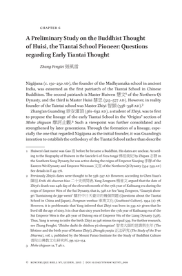 A Preliminary Study on the Buddhist Thought of Huisi, the Tiantai School Pioneer: Questions Regarding Early Tiantai Thought