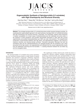 Organocatalytic Synthesis of Spiro[Pyrrolidin-3,3′-Oxindoles]