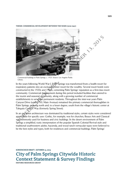 City of Palm Springs Citywide Historic Context Statement & Survey Findings