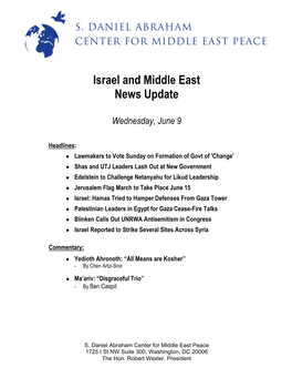 Israel and Middle East News Update