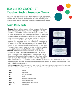 Crochet Basics Resource Guide