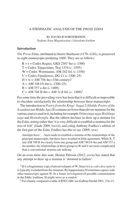 49 a Stemmatic Analysis of the Prose Edda a STEMMATIC ANALYSIS OF