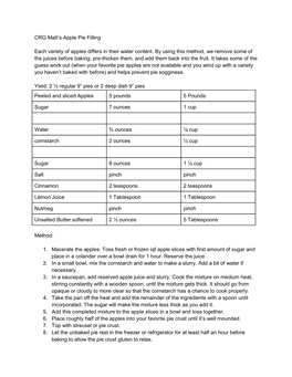 CRG Matt's Apple Pie Filling Each Variety of Apples Differs in Their