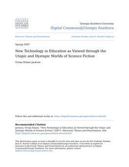 New Technology in Education As Viewed Through the Utopic and Dystopic Worlds of Science Fiction