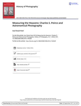 Measuring the Heavens: Charles S. Peirce and Astronomical Photography