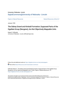 The Sidney Gravel and Kimball Formation; Supposed Parts of the Ogallala Group (Neogene), Are Not Objectively Mappable Units