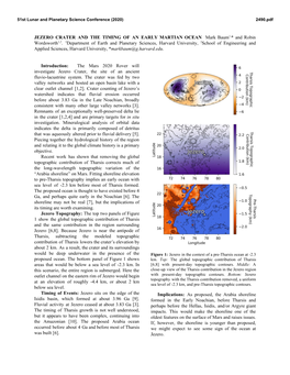 Jezero Crater and the Timing of an Early Martian Ocean