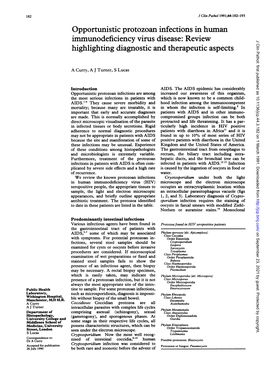 Opportunistic Protozoan Infections in Human