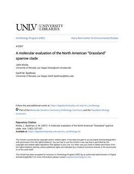 “Grassland” Sparrow Clade