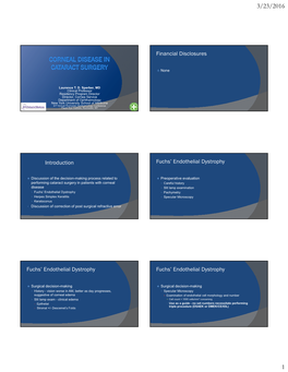 Financial Disclosures Introduction Fuchs' Endothelial