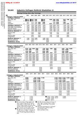 50.603 Industrie–Zofingen–Rothrist–Glashütten Û Commerciale Commerciale Reproduzieren Montag–Freitag Ohne Allg