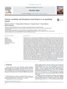 Climate Variability and Dinophysis Acuta Blooms in an Upwelling System