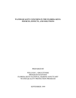 Water Quality Concerns in the Florida Keys: Sources, Effects, and Solutions