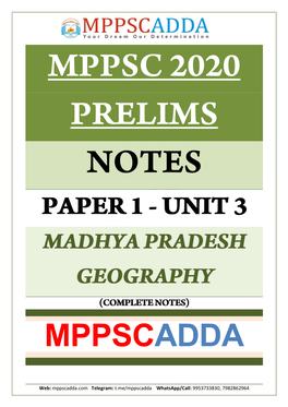 Madhya Pradesh: Geography Contents