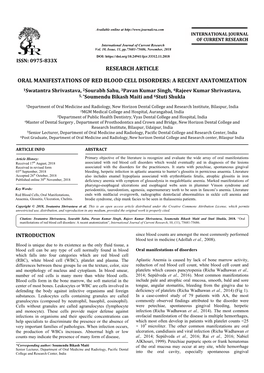 Oral Manifestations of Red Blood C Research Article