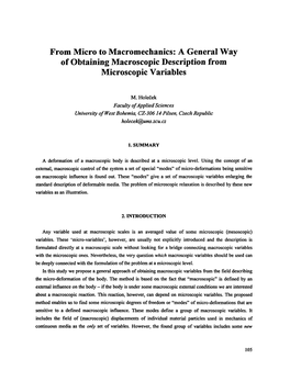 A General Way of Obtaining Macroscopic Description from Microscopic Variables