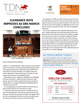 Clearance Rate Improves As Obs March Concludes