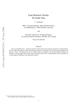 Loop Quantum Gravity: an Inside View