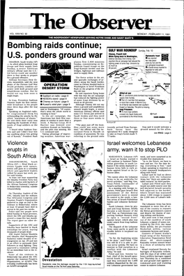 Bombing Raids Continue; GULF WAR ROUNDUP Sunday, Feb