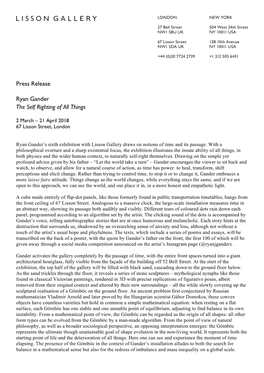 Press Release Ryan Gander the Self Righting of All Things