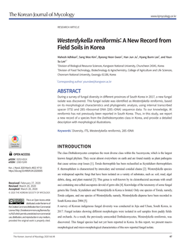 Westerdykella Reniformis: a New Record from Field Soils in Korea