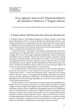 Porti, Approdi E Itinerari Dell'albania Meridionale Dall'antichità Al