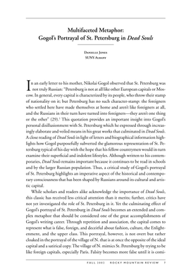 In an Early Letter to His Mother, Nikolai Gogol Observed That St. Petersburg