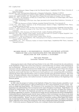 Environmental Change and Human Activity Through the Late Pleistocene Into the Holocene in the Highlands of New Guinea: a Scenario