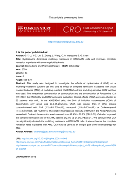 Reversed Recurrent / Refractory Leukemia Multi-Drug Resistance