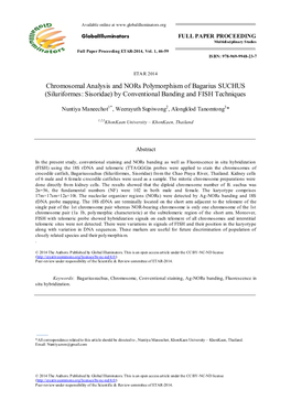 Chromosomal Analysis and Nors Polymorphism of Bagarius SUCHUS (Siluriformes: Sisoridae) by Conventional Banding and FISH Techniques