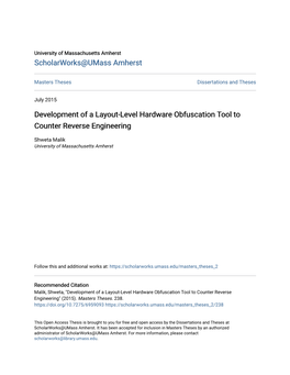 Development of a Layout-Level Hardware Obfuscation Tool to Counter Reverse Engineering