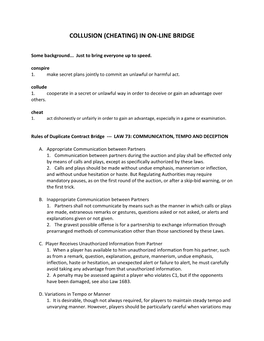 Collusion (Cheating) in On-Line Bridge
