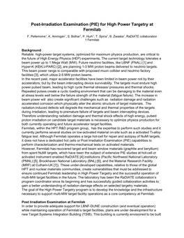 Post-Irradiation Examination (PIE) for High Power Targetry at Fermilab F