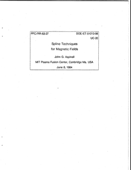Spline Techniques for Magnetic Fields