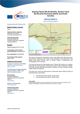 Seville). Section Coria Del Rio-Dos Hermanas (North and South Tunnels