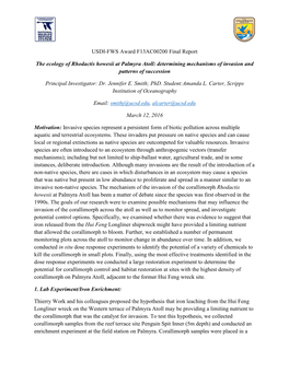 USDI-FWS Award F13AC00200 Final Report